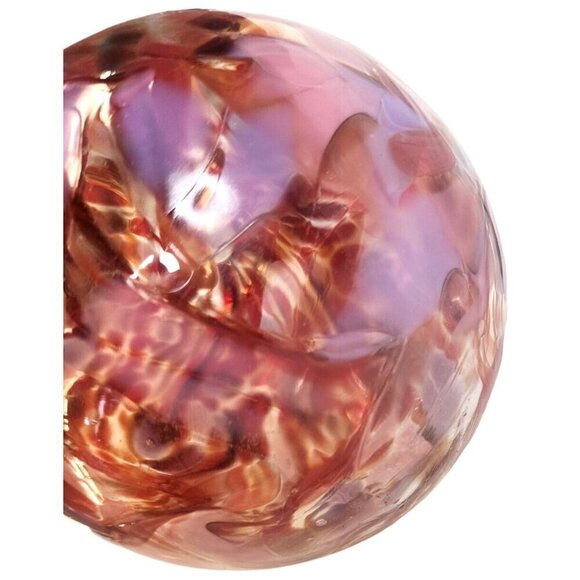 5" Hand-Blown Glass Ornament With Swirled Red & Purple Design - Picture 6 of 11